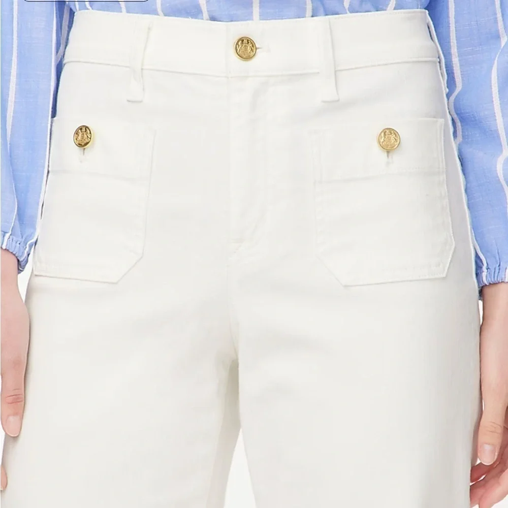 J crew seashell white Petite slim wide-leg sailor jean in all-day stretch
